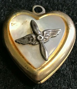 Vtg Ww2 Army/air Corps Sweetheart Gold Filled Locket Pendant/charm