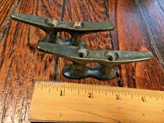 Vintage Old Solid Bronze Cleats 4 " Long (marked Jr) Patina