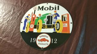 Vintage Mobil Gasoline Porcelain Gargoyle Gas Service Station Pump Plate Sign