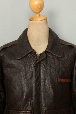 Vtg AVIREX A - 2 Brown ' Charles Lindbergh ' USAAF Flight Leather Jacket Large 6