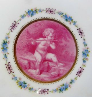 Rare Antique Minton Cabinet Plate Signed 1860s Cherub Putti Pierced Signed Fine 2