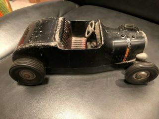 Vintage 1950’s All American Hot Rod Tether Race Car Toy Paint Black,  Little Wear