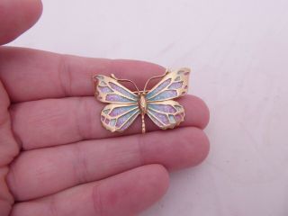 9ct/9k Gold Enamel Butterfly Brooch,  Heavy 375