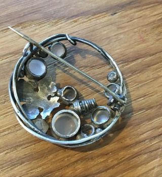 Vintage Brooch Silver? Moonstone? 2