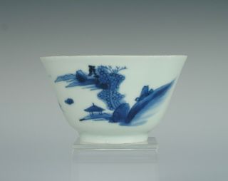 Late Ming,  Transitional,  17th C,  Chinese Porcelain Tea Bowl With Landscape,  No2