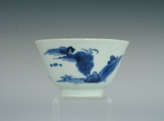 Late Ming,  Transitional,  17th C,  Chinese Porcelain Tea Bowl With Landscape,  No1