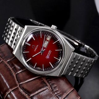 VINTAGE OMEGA SEAMASTER AUTOMATIC RED GRADATION DIAL DAY&DATE DRESS MEN ' S WATCH 7