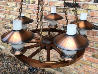 Vintage Rustic Country Cabin 24 " Wagon Wheel Chandelier Ceiling Light Fixture