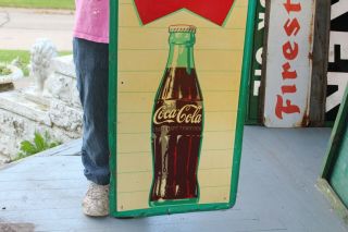 Large Vintage 1960 Coca Cola Fishtail Soda Pop Gas Station 54 