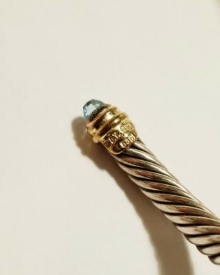 David Yurman Cable Classics Sterling Silver Bracelet,  14k Gold Accent Blue Topaz