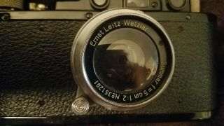 Vintage Leica D.  R.  P.  Ernst Leitz Wetzlar 35mm Camera No.  188741 f=5cm 1:2 lens 5