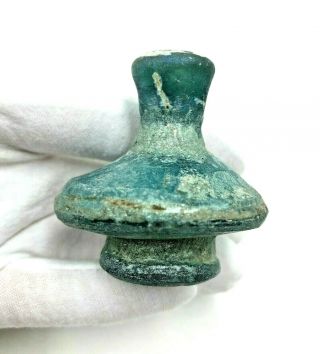 Roman Ca.  100 Ad Sea Green Glass Perfume Bottle - Rare - R38