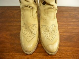 VTG Miss Capezio Women ' s Boots 7.  5 Beige Leather Butterfly Britney Cowboy USA 4