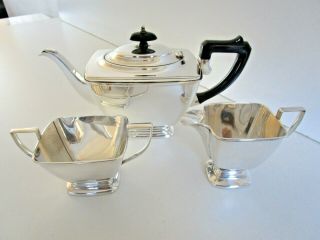 Art Deco Silver Plated 3 Piece Tea Set,  Circa 1940