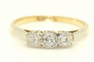 Vintage Art Deco 18ct Gold Platinum Trilogy Diamond Engagement Ring,  Size M