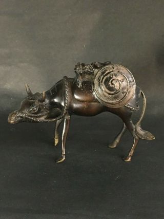 Estate Vintage Antique Chinese Bronze Statue Censer Of Ox