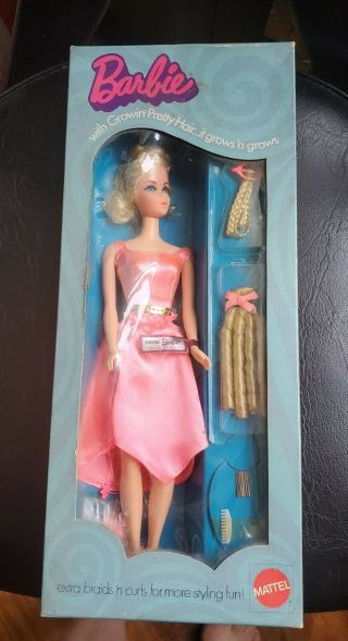 Nib 1970 Vintage Barbie With Growin Pretty Hair Still Never Taken Out