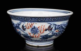 China Painting Embossment Dragon Jingdezhen Blue And White Porcelain Bowl