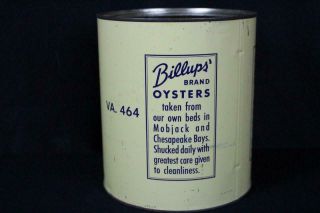 1 GAL HK BILLUPS MATHEWS VIRGINIA VA TIN LITHO OYSTER TIN CAN 3