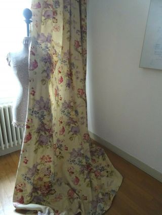 MONKWELL CURTAINS vintage 100 LINEN shabby COTTAGE chic MEADOW florals 3M LONG 2