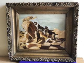 Antique Painting,  Oil On Board,  Frame