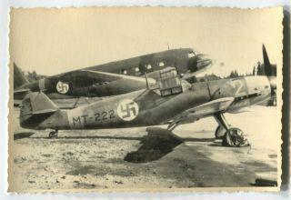 Wwii Archive Photo: Finnish Air Force Messerschmitt Bf 109 & Us Douglas C - 47