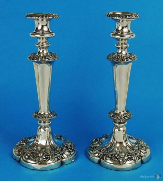 Stunning Pair William Iv Old Sheffield Plate Candlesticks C1835 10 3/4 Inches