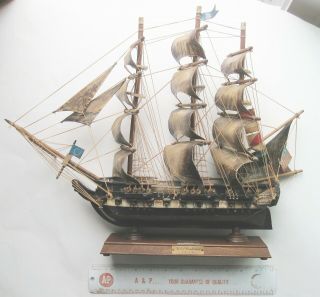 Uss Constitution Ship Wooden Hand Crafted Sailing Navy Built With Base Finished