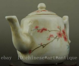 Chinese old hand - made famille rose porcelain flower pattern teapot b01 2