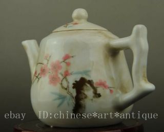 Chinese old hand - made famille rose porcelain flower pattern teapot b01 3