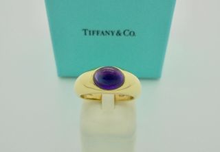 Authentic Tiffany & Co.  Cabochon Amethyst 18k Yellow Gold Band Ring - Rare