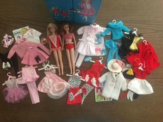 Vintage Barbie Skipper & Skooter Dolls,  Clothes,  Case Accessories