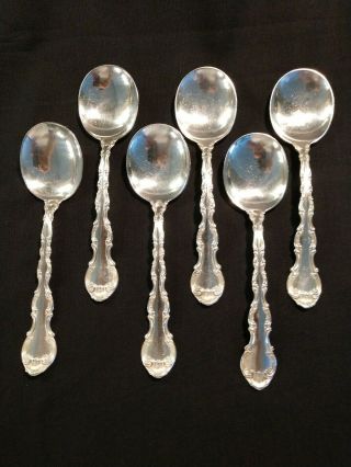 Strasbourg Pattern By Gorham Sterling Silver Cream Soup Spoons 6 - 1/4”.  Set Of 6