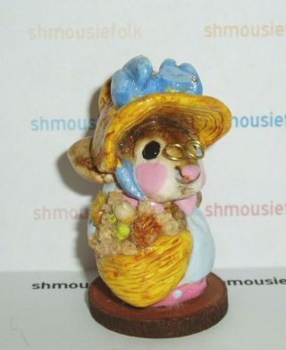 Vintage Wee Forest Folk M - 02a Miss Mouse With Straw Hat Annette Petersen