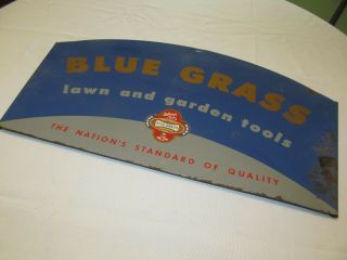 Vintage Blue Grass Lawn and Garden Tools 2 Sided Sign Belknap 6