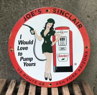 Vintage Sinclair Pump Gasoline Sign Porcelain Gas Pump Plate Service Station