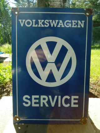 Vintage Volkswagon Service Porcelain Gas Station Pump Sign Vw Bug Dune Buggy