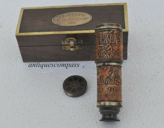 Antique Leather Telescope Marine Nautical Brass Spyglass Vintage Scope