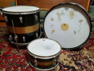 Vintage Ludwig Wfl Club Date Style Drum Kit Black Gold Duco Finish 1950s