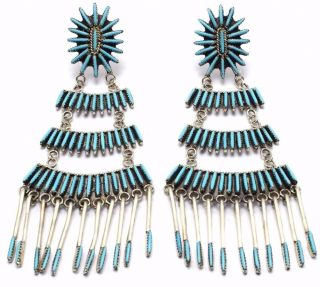 Zuni Vintage Handmade Sterling Silver Turquoise Post Earrings - Victor Noche