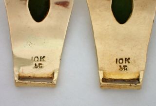 Antique Vtg LJH Signed 10k Alaska Gold 6.  6g Alaskan Gold Nugget Jade Watch Tips 5