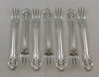 Set Of 7 Vintage Wallace Grand Baroque Sterling Silver Cocktail/seafood Forks