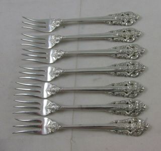 SET OF 7 VINTAGE WALLACE GRAND BAROQUE STERLING SILVER COCKTAIL/SEAFOOD FORKS 3