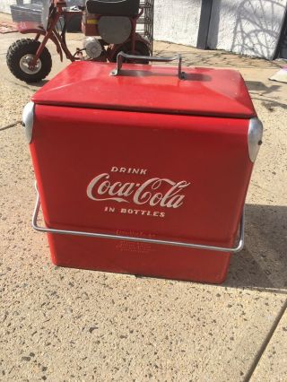 Vintage 1950s Coca Cola Coke Cooler Metal Ice Chest Cooler 2