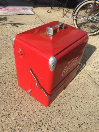 Vintage 1950s Coca Cola Coke Cooler Metal Ice Chest Cooler 3