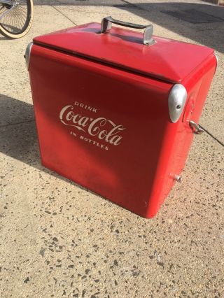Vintage 1950s Coca Cola Coke Cooler Metal Ice Chest Cooler 5