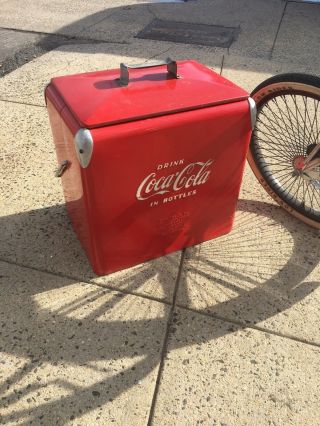 Vintage 1950s Coca Cola Coke Cooler Metal Ice Chest Cooler 8