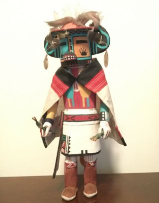 VINTAGE HAND CARVED AND PAINTED HOPI KACHINA DOLL.  SECOND MESA.  12.  5”T 6” W. 6