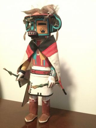 VINTAGE HAND CARVED AND PAINTED HOPI KACHINA DOLL.  SECOND MESA.  12.  5”T 6” W. 7