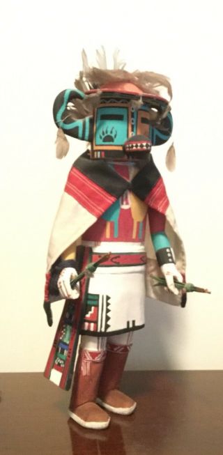 VINTAGE HAND CARVED AND PAINTED HOPI KACHINA DOLL.  SECOND MESA.  12.  5”T 6” W. 8